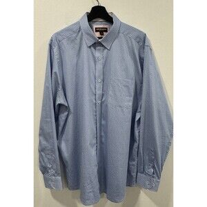 Johnston & Murphy Shirt Men XL Blue Pink Paisley ButtonUp Long Sleeve Flip Cuff